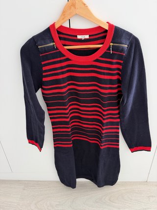 Vestido de punto rayas azul y rojo