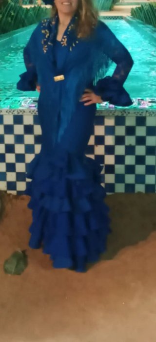 Traje de flamenca azul