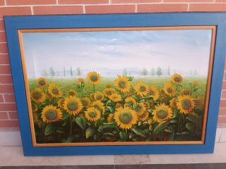 Cuadro al óleo de girasoles