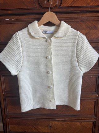 Chaqueta de punto Zara blanca