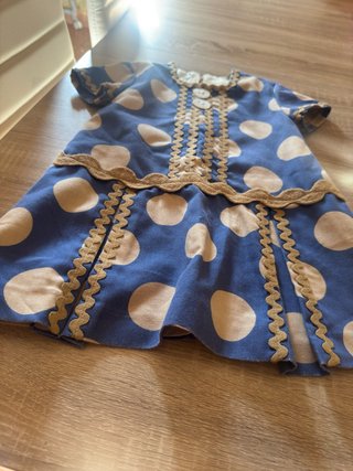 Vestido azul con lunares beige talla 4