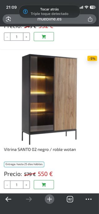 Vitrina Santo 02 Negro y Roble
