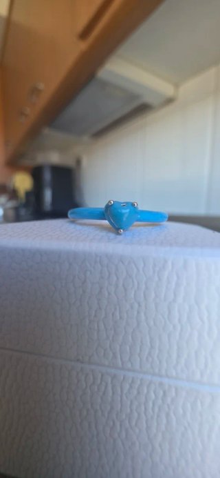 Anillo Pandora Corazón Azul turquesa