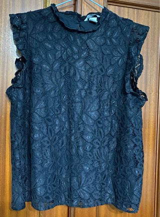 Top de encaje marrón H&M Talla M