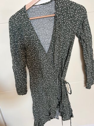 Vestido corto estampado verde Mango Talla S