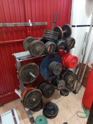 Set de Pesas y Discos con Soporte