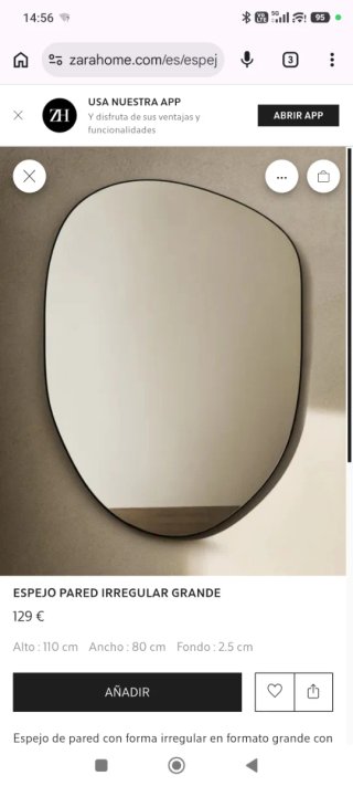 Espejo Pared Irregular Grande Zara Home