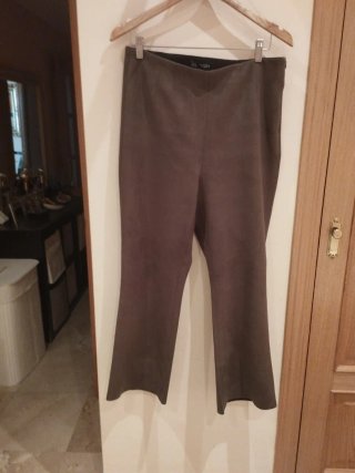 Pantalón Zara Efecto Ante Verde