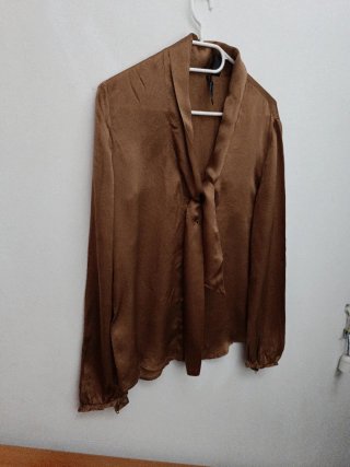 Camisa de seda marrón
