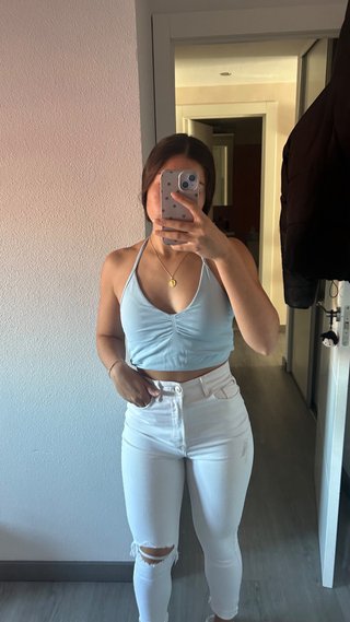 Pantalón Vaquero Pitillo Blanco