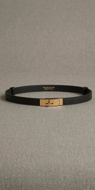 Cinturón Negro con Hebilla Dorada