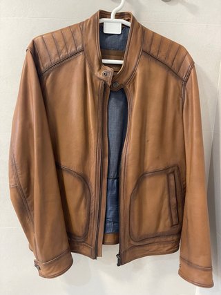 Chaqueta de cuero marrón Massimo Dutti