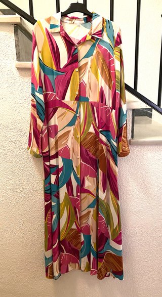 Vestido Largo Camisero Estampado Talla M