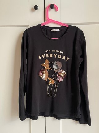 Camiseta Manga Larga Mango Negra Talla 152