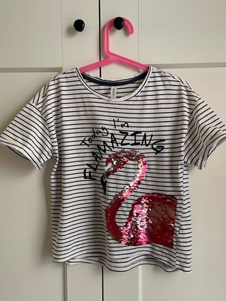 Camiseta de Rayas con Flamenco talla 140