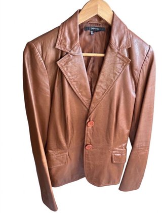 Chaqueta de cuero marrón Zara