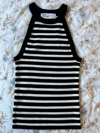 Top Halter de Punto Zara Rayas