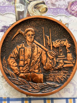 Plato Decorativo de Cobre Minas de Asturias