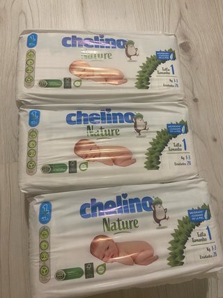 3 Paquetes de Pañales Chelino Nature Talla 1