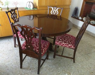 Juego de comedor mesa redonda y 6 sillas Vintage