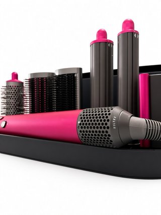 Moldeador de pelo Fucsia todos los accesorios.