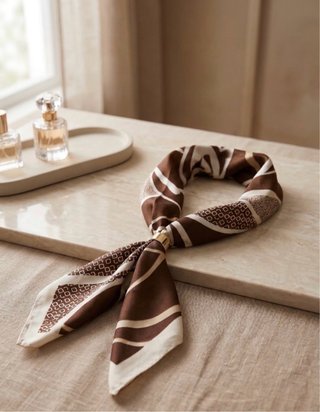 Pañuelo Estampado Marrón y Beige