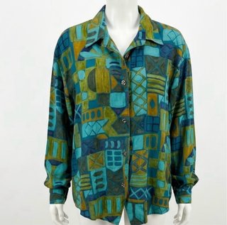 Camisa Vintage Estampado Geométrico
