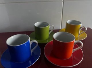 Set de 4 Tazas de Café o Cortado con Plato