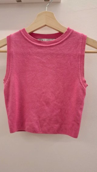 Crop Top de Punto Rosa Zara Talla S