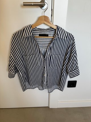 Camisa Zara Rayas Azul y Blanco