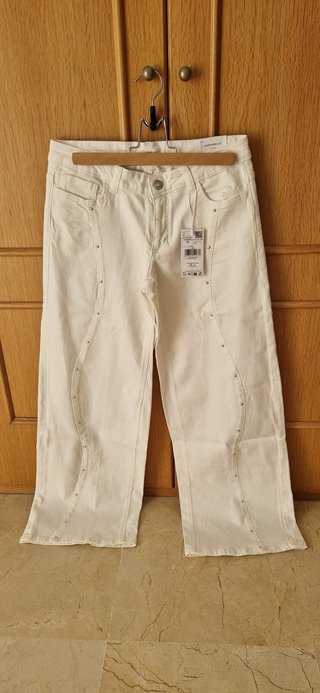 Pantalón Vaquero Blanco Zara Talla M