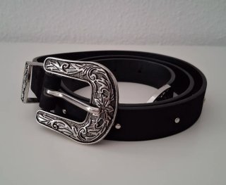 Cinturón Mujer Negro con Hebilla Plateada