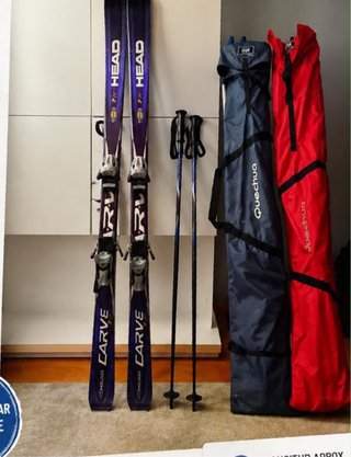 Esquís HEAD con bastones y fundas Quechua