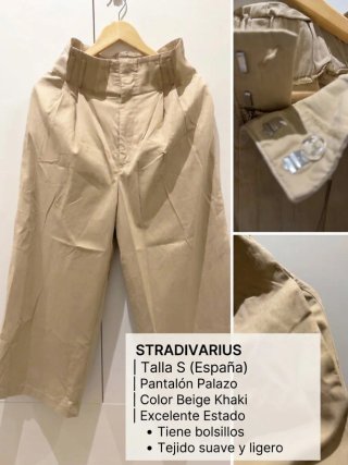 Pantalón Palazo Stradivarius Beis Talla S