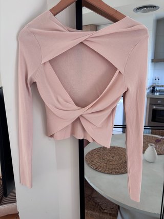 Top Zara Beige Espalda Descubierta Talla XS