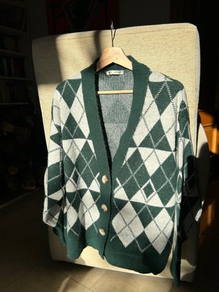 Chaqueta de punto con estampado de rombos