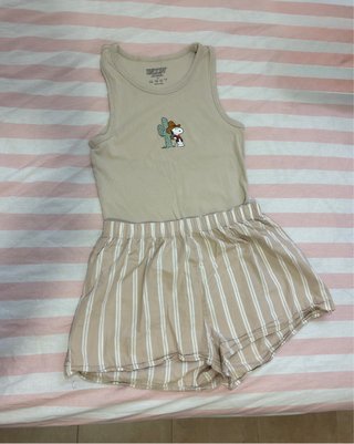 Pijama Corto Snoopy Beige Talla M