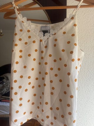 Blusa de Tirantes con Estampado de Lunares