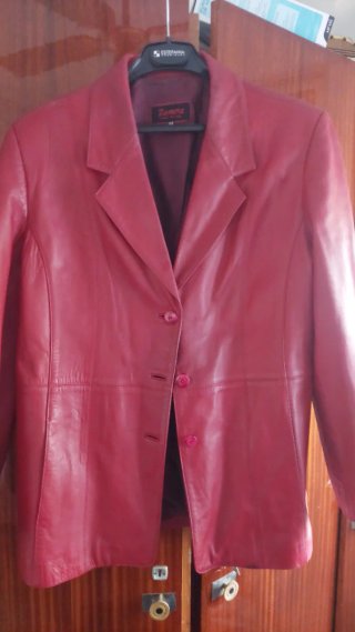 Blazer de Cuero auténtico Rojo Talla XL