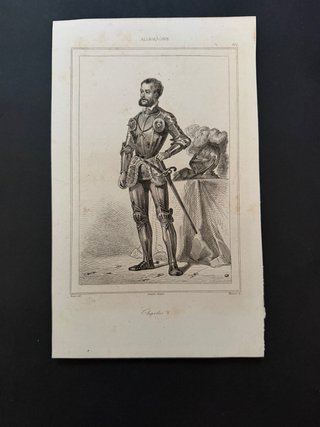 Grabado antiguo Carlos V, Vernier 1847