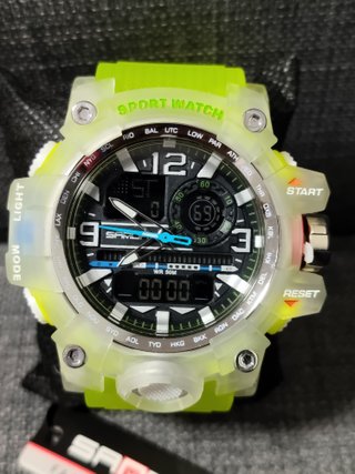 Reloj deportivo Sanda 3133 verde flúor nuevo