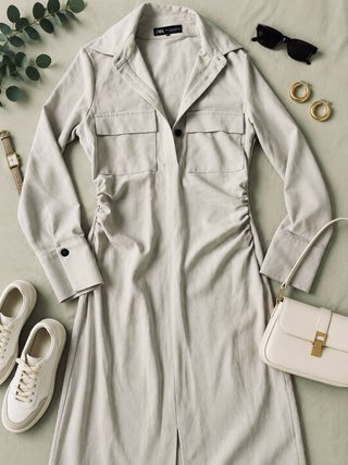 Abrigo largo beige Zara
