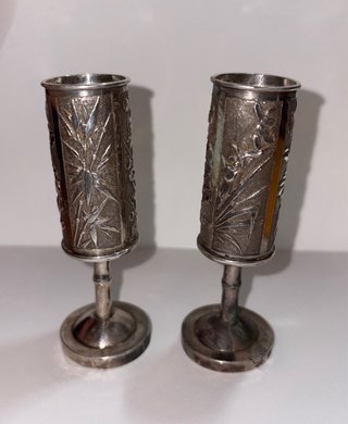 Pareja Copas Plata China Antigua c. 1900