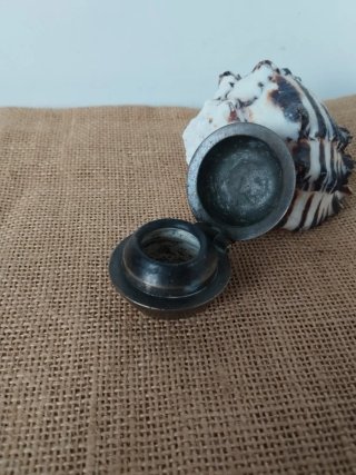 Antiguo Tintero de Viaje Bronce Vintage Escritorio