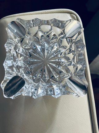 Cenicero de Cristal de Plomo y Plata