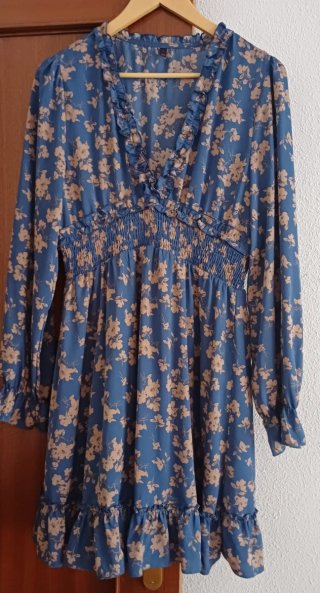 Vestido Estampado Floral Azul