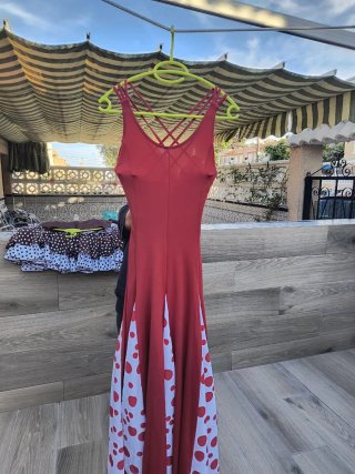 Vestido de baile flamenco rojo y blanco