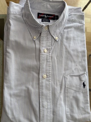 Camisa Ralph Lauren Rayada Azul y Blanca Talla L