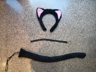 Disfraz de Gata Negra: Diadema, Cola y Collar