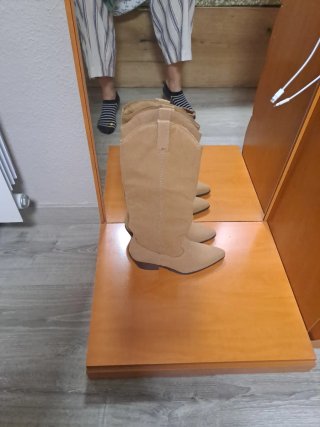 Botas Estilo Cowboy Beige